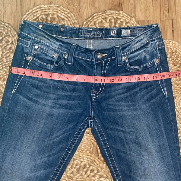 Women's MissMe 31 straight Blue Jeans with Wing Embroidery - Image 10
