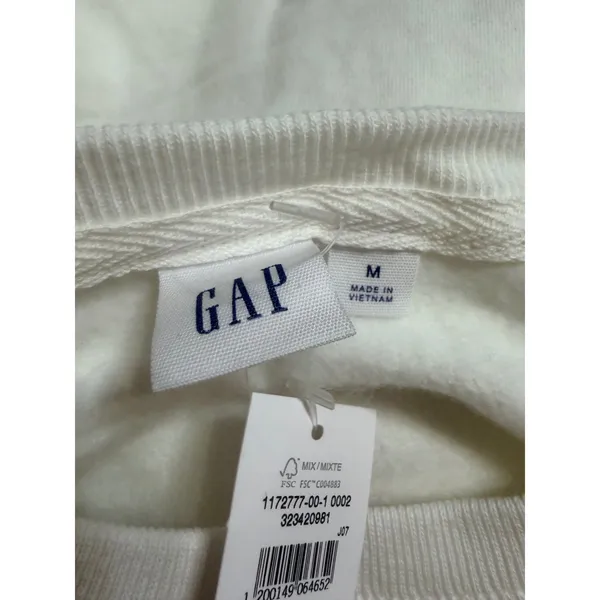 Gap Women Cream Floral Embroidered Logo Crewneck Sweatshirt Medium NWT 1172777 - Image 5