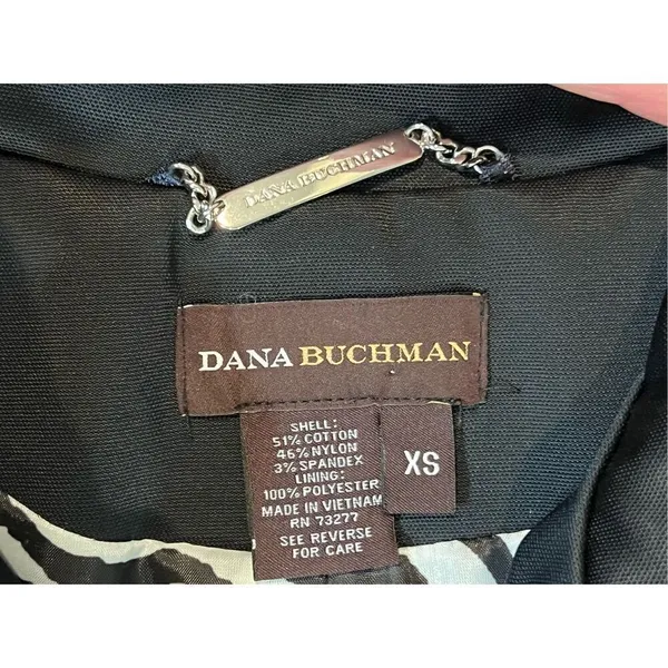 Dana Buchman‎ Black Trench Coat Zebra Lining Mandarin Collar sz XS Weathergear - Image 5