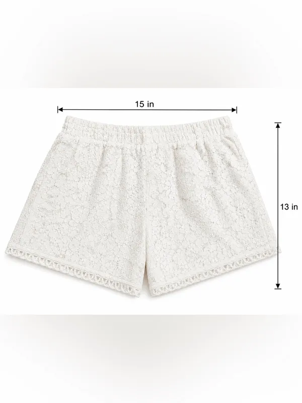 H&M White Lace Shorts Womens US 10 NWT Elastic Waist Lined Boho Cotton - Image 3
