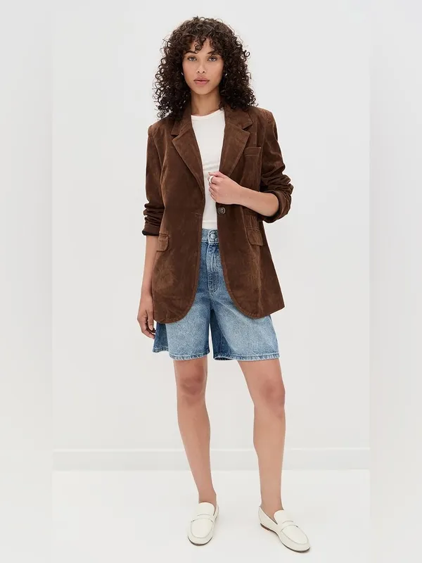 NWT Free People Paper Cut Vegan Suede Blazer ~ Brown Bear ~ Size Medium - Image 3