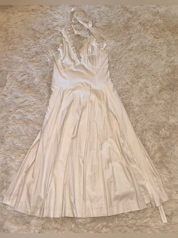 NEW Reformation White Halter Beaux Midi cotton Dress sz 8 - Image 6