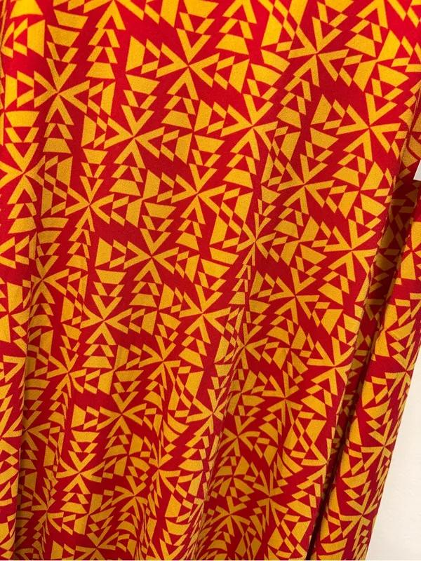 LuLaRoe Red & Mustard Geometric Print Maxi Skirt XXS Fold Over Waist NWT Boho - Image 3