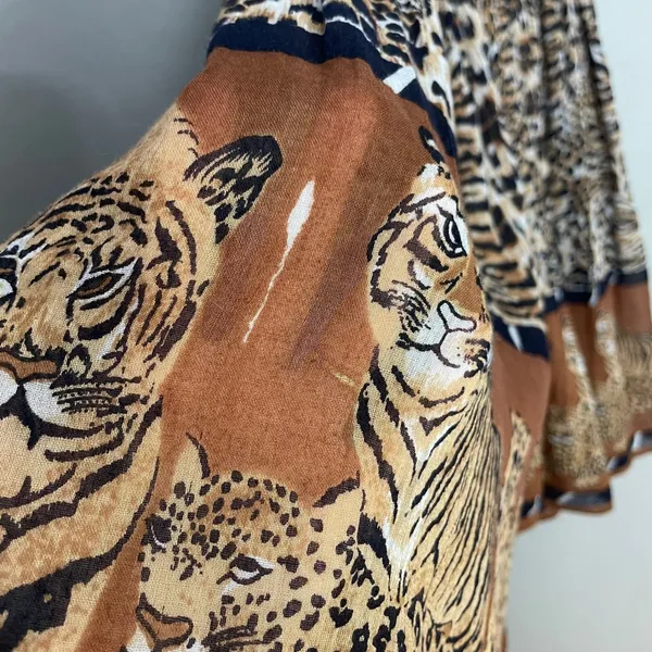 Vintage Broomstick Skirt Animal Print Safari Leopard Tiger Cheetah Big Cat Boho - Image 16