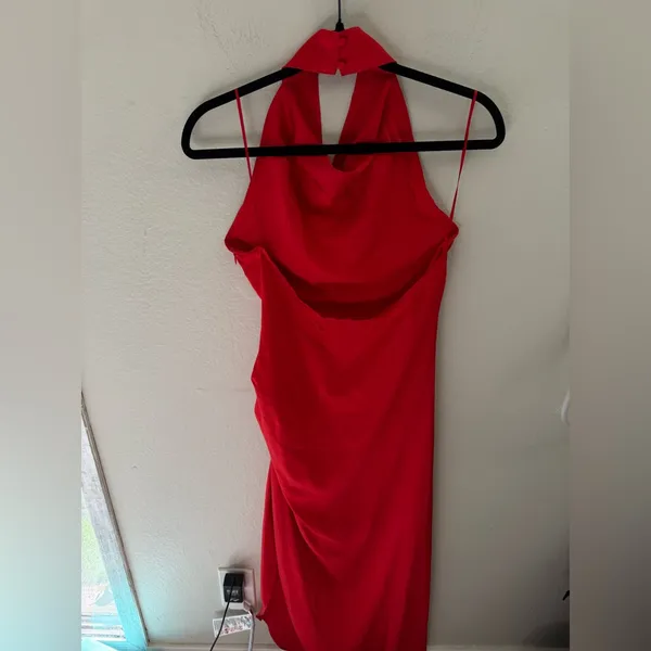 VICI Satin Red Open Back Dress Size M Holiday Christmas Cocktail - Image 2