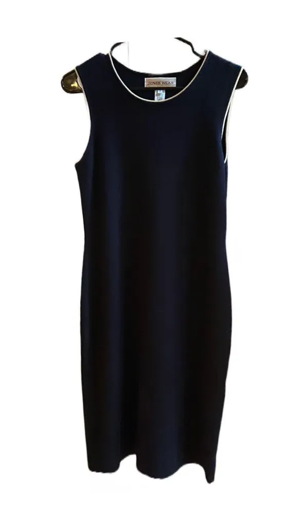 Vintage y2k Black Midi Dress with Natural White Trim 🔥 - Image 2