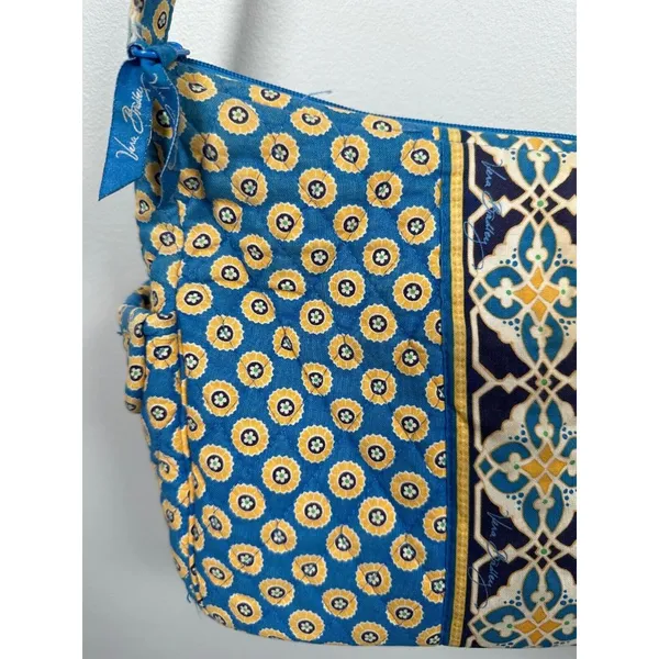 Vera Bradley Floral Shoulder‎ Bag Yellow Blue Zip Pockets Adjustable - Image 2