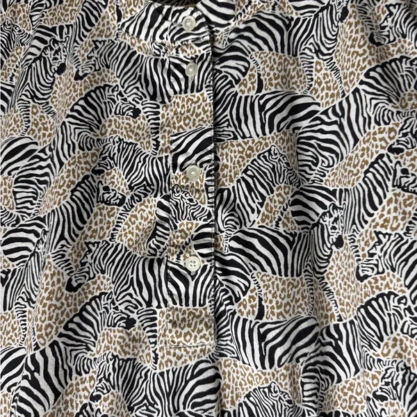 J.CREW‎ Factory Zebra Animal Prit Dress Cotton Lined Safari Fit & Flare M - Image 4