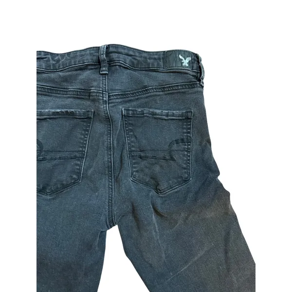 American Eagle Super Hi-Rise Jegging Black Ripped Distressed Skinny Jeans Size 4 - Image 13