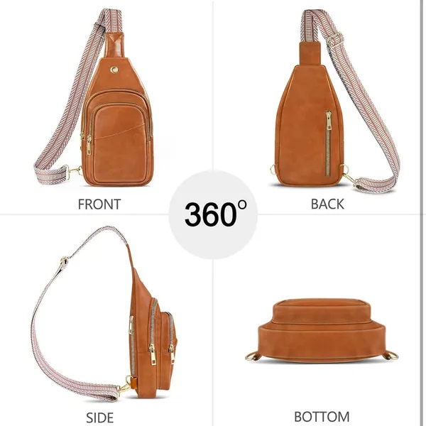Sling Bag for Women Faux Leather Fanny Pack Detachable Strap Crossbody Bag FC1 - Image 9