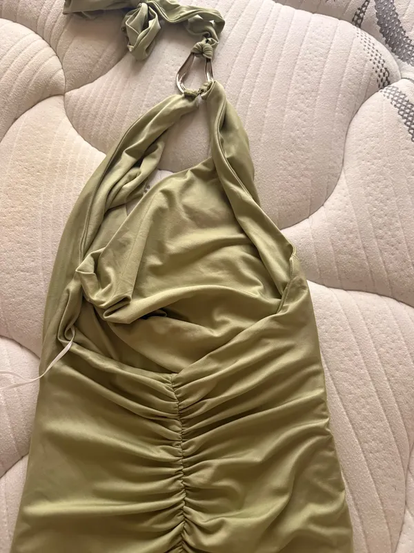 Peppermayo Samara Halterneck Mini Dress Sage - Image 5