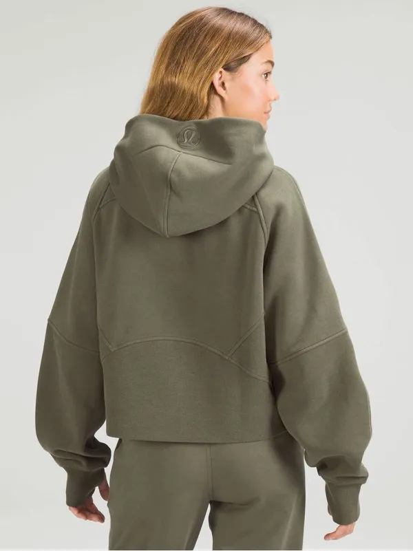 LULULEMON Olive Green Scuba Oversized Full Zip Hooded Jacket Size XS/S - Image 5