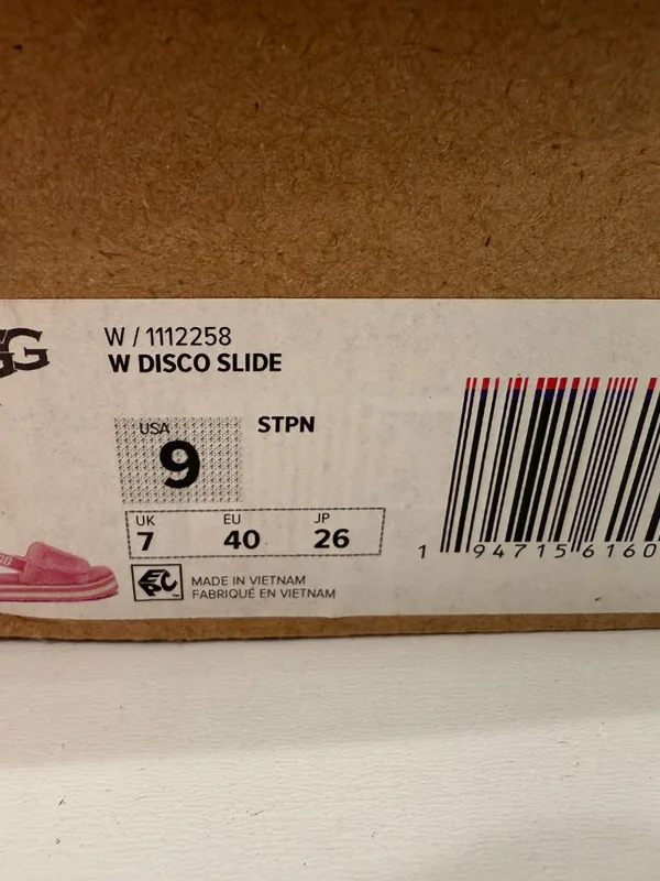 UGG Pink/White Disco Slide Size 9 Women's with Box - Image 2