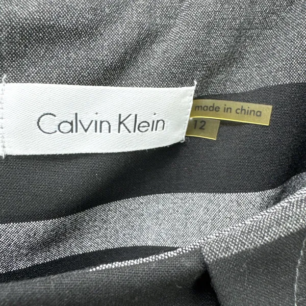 Calvin Klein Sheath Dress 12 Gray Black Stripe Classic Work Office NO BELT - Image 3