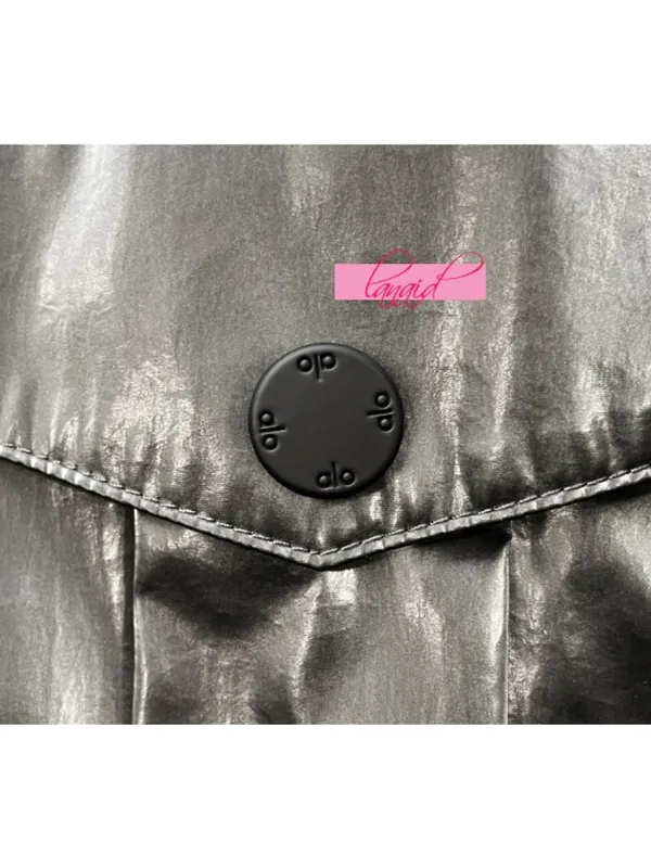 Alo Metallic High-Waist Break Line Joggers Silver Chrome Shiny Hi-Rise Waisted S - Image 6