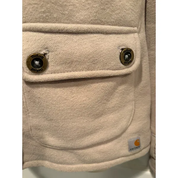 Carhartt For Women Jacket XS Beige‎ Sherpa Collar Y2K Vintage Workwear - Image 6