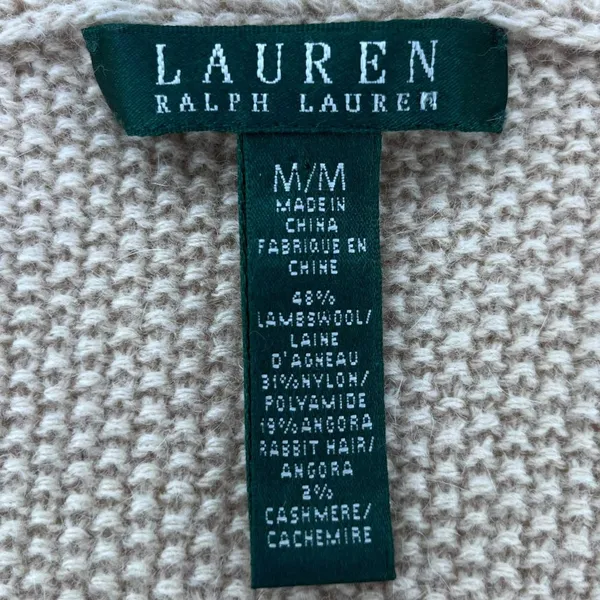 Lauren Ralph Lauren Lambswool Angora Rabbit Hair Cashmere Blend‎ Knit Sweater M - Image 3