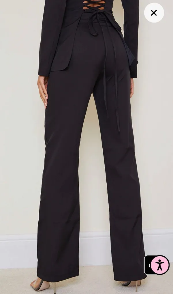 Pretty Little Thing Black Wide Leg High Waist Pants - Image 3