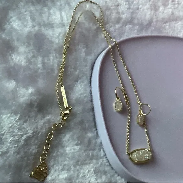 Kendra Scott Elisa Set Drusy Stone Accent Necklace and Matching Small Earrings - Image 3