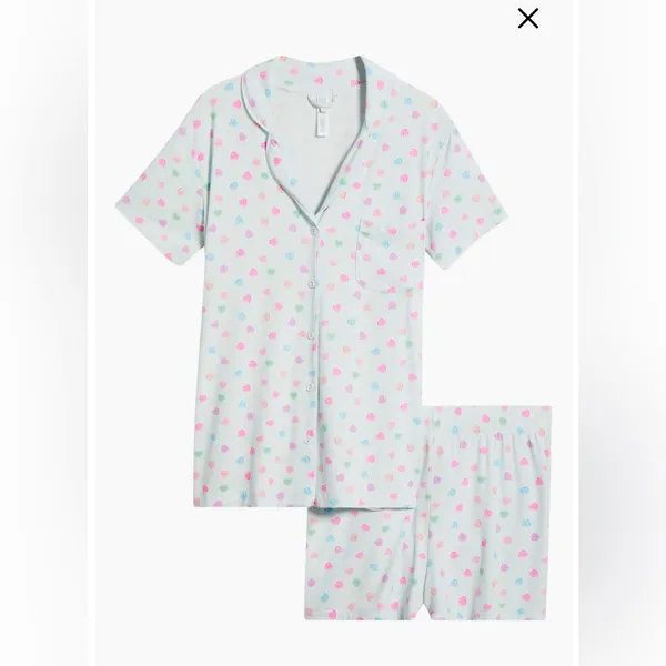 SKIMS Soft Lounge Short Sleep Set – XS – Cloud Candy Heart Print‎ – NWOT - Image 5