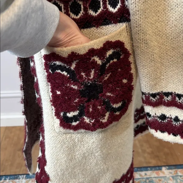 MAX Sport Embroidered Knit Embroidered Longline Cardigan M Boho Western Cowboy - Image 6