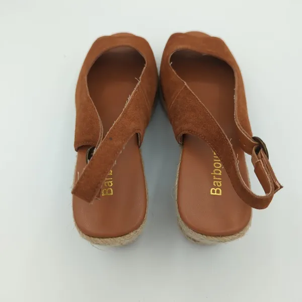 Barbour Nadia Women's Brown Suede Espadrille Wedge‎ Slingback Sandals US 8 UK 6 - Image 5