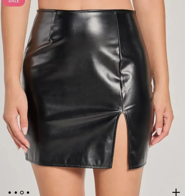 Black Leather Mini Skirt - Image 2
