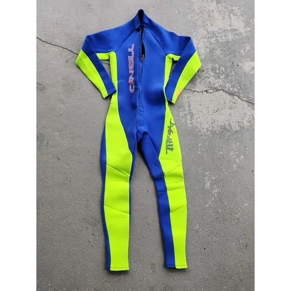 Vintage O'NEILL NEON + Blue 3/2 MM Full Wetsuit Surf Zipper USA Made Sz SMALL - Image 14