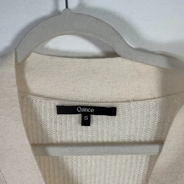 Quince Oversized Boyfriend Cardigan Sweater Cream Merino Wool Alpaca Women Small - Image 6