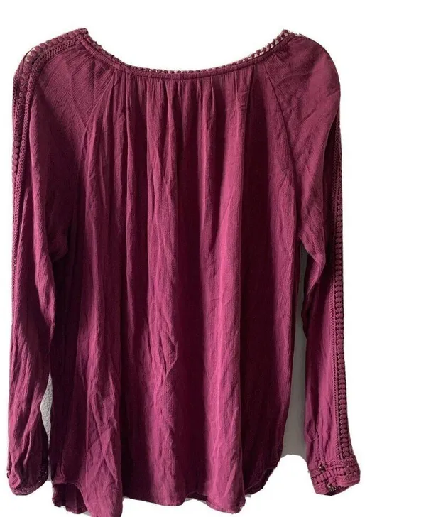 Knox Rose Womens Size Large Purple Rayon Gauze Flowy Blouse Top - Image 3