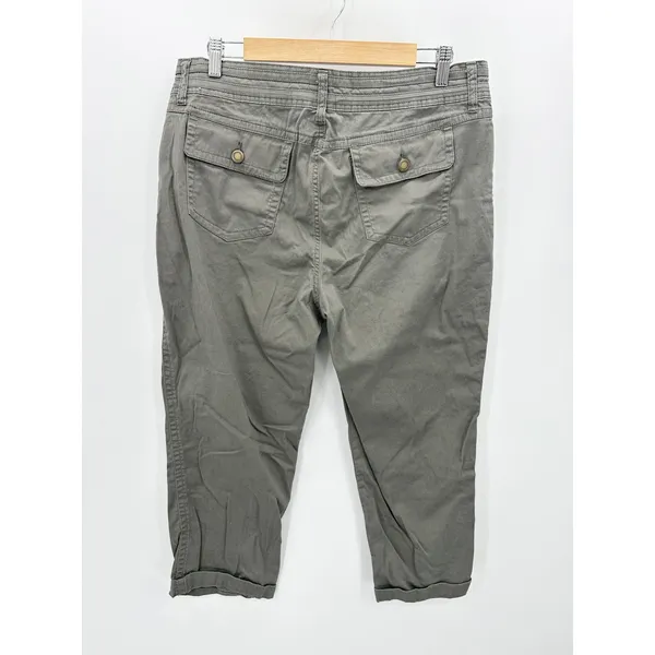 One5One Women Army Green Cotton Blend Cargo‎ Pants Size 14 MC21380ZSM - Image 2