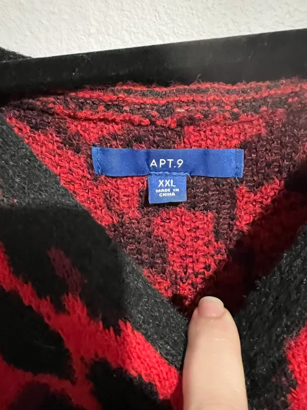 APT 9 Red Leopard Print Sweater - Image 4