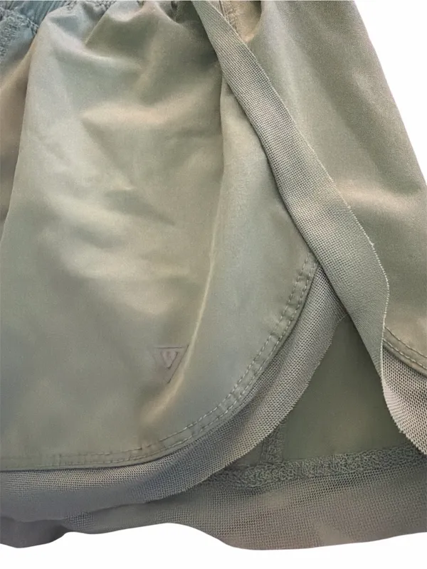 YOGASMOGA Womens Mesh Trim Active Lined Athletic Shorts Olive Green - Image 2