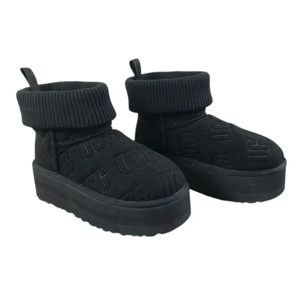 UGG Classic Mini Platform Felted Sheepskin Boots Sz 7 Black Cozy Y2K City Girl - Image 5