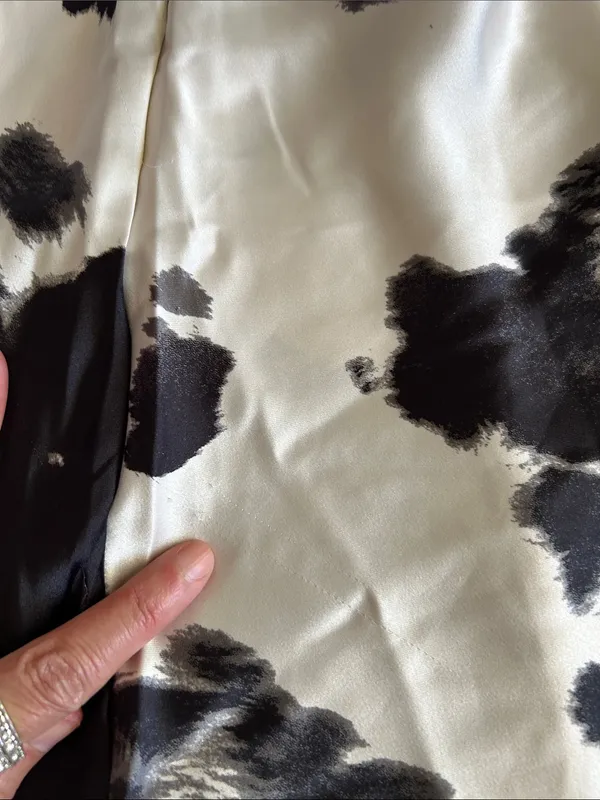 Renee c. USA champagne, black satin western cow print mini skirt L - Image 9