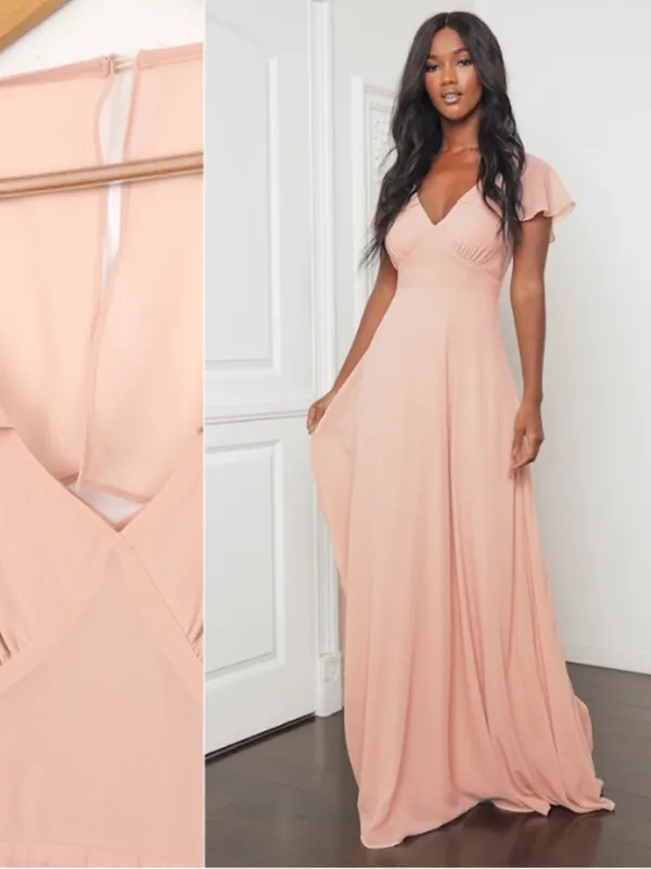 LULU's Chic Bridesmaid Prom Wedding Flowy Romantic Elegant Sexy Maxi Dress - Image 3
