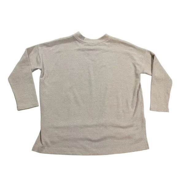 Clara Sun Woo ‎ light pink Vneck sweater sz small split hem ribbed knit - Image 2