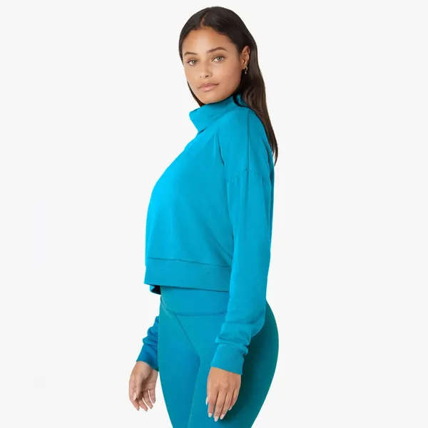 NWT‎ Beyond Yoga All Time Cropped Pullover Long Sleeves Blue Athleisure Gym Yoga - Image 2