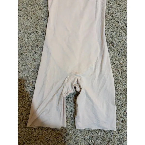 Spanx Open-Bust Mid-Thigh Bodysuit Shapewear Nude Beige - Image 4