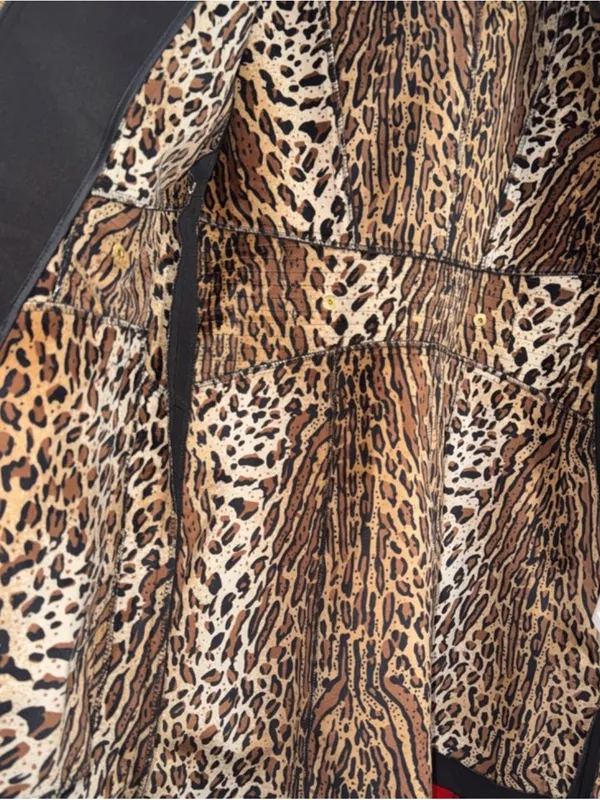 Via Spiga Black Hooded Trench Coat with Leopard-Print Lining - Image 7