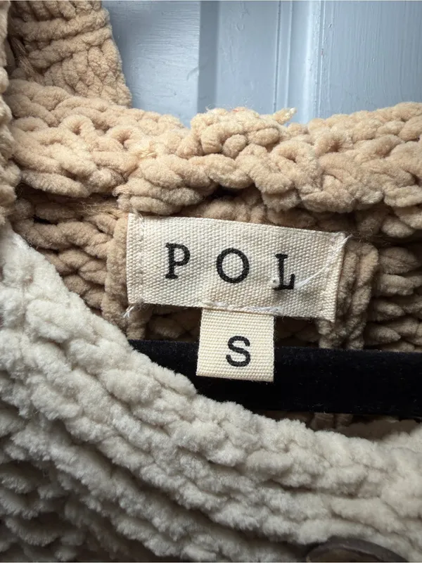 POL Cream Hoodie Pullover with Tan Contrast Details - Image 2