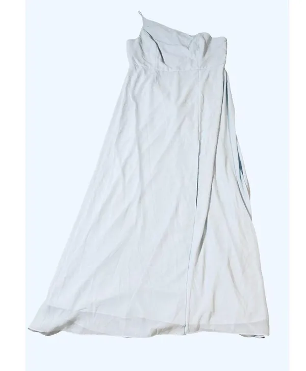 NWT After Six 1544 Size 18 R1 Mist Light Blue Thin One Shoulder Maxi Dress Crepe - Image 3