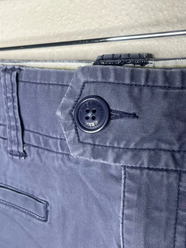 Y2K Vintage American Eagle Blue Low Rise Mini Shorts Stretch Cotton Chino - Image 6