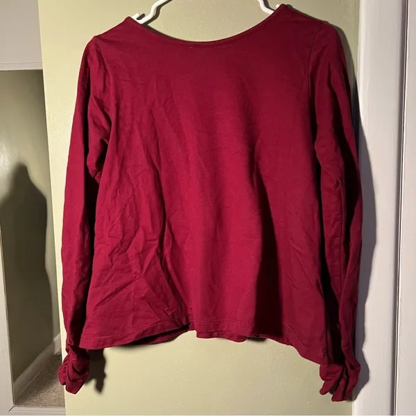 Flutter Squeak‎ Women's Size Medium Thick Knit Top Sweatshirt Cherry Red Pockets - Image 6