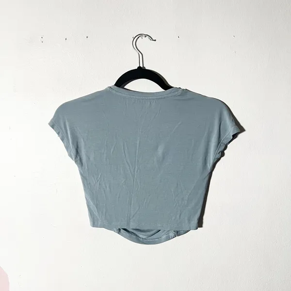 OGL Crop Top Women's Small Blue Ruched Soft Minimalist Chic - Image 2
