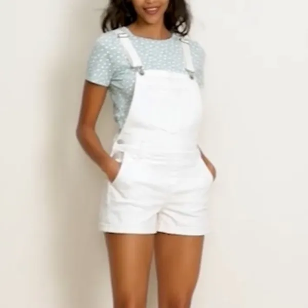 Old Navy Off White Jean Shortalls - Image 3