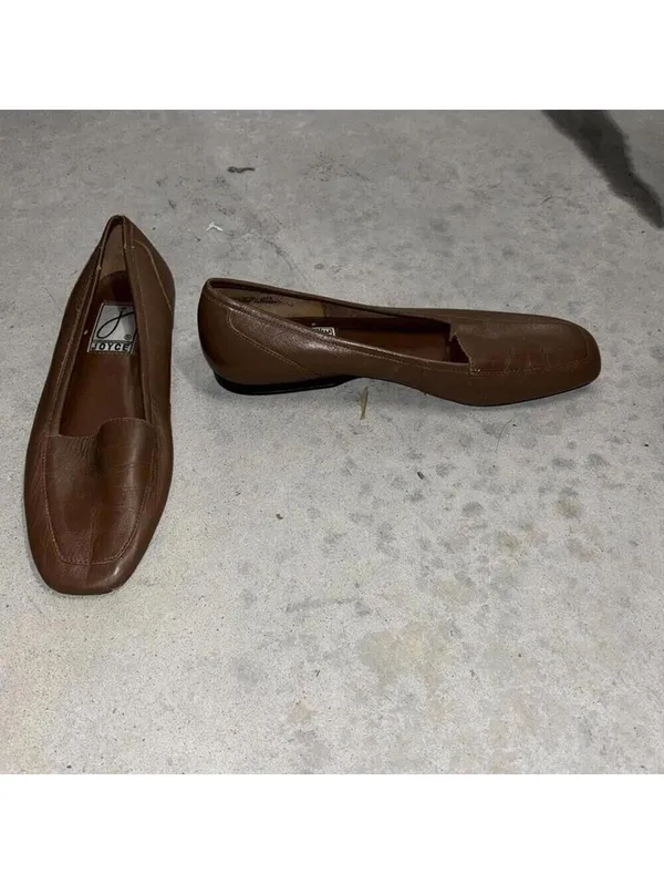 Vintage Joyce Brown Square Toe Flats Driving Shoes Academia classic minimal - Image 4