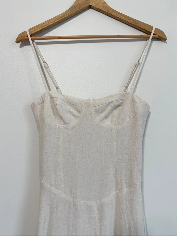 PEPPERMAYO Angelina Linen Maxi Dress Size XS / 2 Cream Oatmeal Summer Beach boho - Image 5