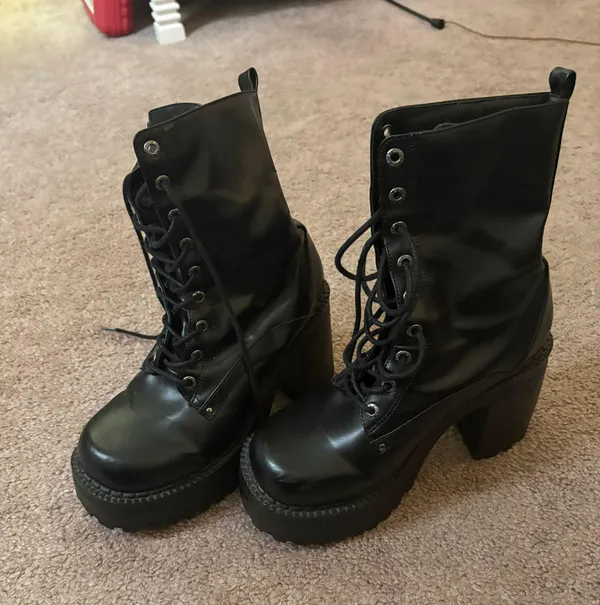 Skechers Platform Black LaceUp Boots - Image 2
