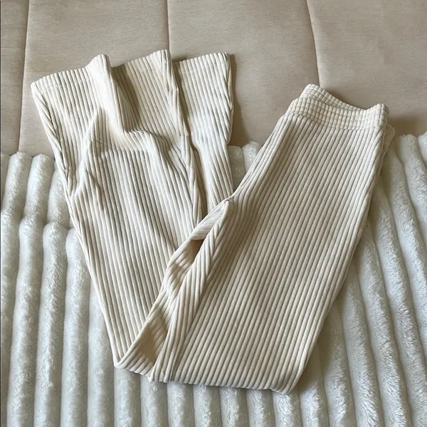 Aerie Cream Ribbed Corduroy Women's Pants - Image 5